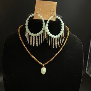 Plunder Design Jewelry Aurelia Beaded Necklace and Amy Mint Earring Set